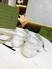 Gucci Leather Lug Sole Horsebit Loafer White Shiny Leather - 6