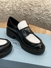 Prada Chocolate Brushed Leather Loafers Black & White - 5
