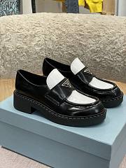 Prada Chocolate Brushed Leather Loafers Black & White - 3