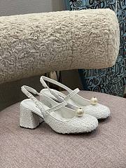 Miu Miu Sequined Slingback Pumps White - 3