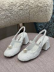 Miu Miu Sequined Slingback Pumps White - 6