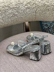 Miu Miu Sequined Slingback Pumps Silver - 6