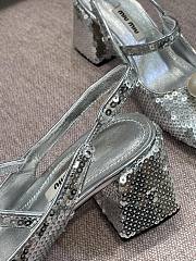 Miu Miu Sequined Slingback Pumps Silver - 2