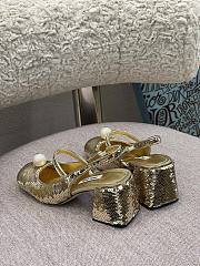 Miu Miu Sequined Slingback Pumps Gold - 6