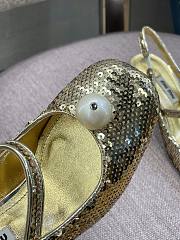 Miu Miu Sequined Slingback Pumps Gold - 3