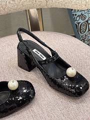 Miu Miu Sequined Slingback Pumps Black - 5