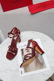 Valentino Garavani Rockstud Ankle Strap Sandal 90mm Red Wine - 3