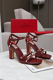 Valentino Garavani Rockstud Ankle Strap Sandal 90mm Red Wine - 2