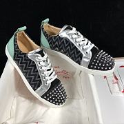Christian Louboutin Louis Junior Spikes Orlato Flat Black Green - 4
