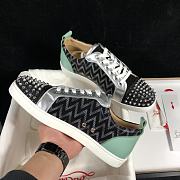 Christian Louboutin Louis Junior Spikes Orlato Flat Black Green - 2