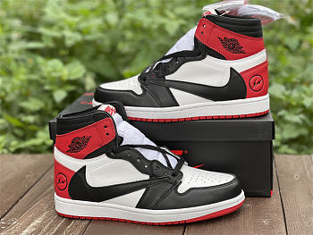 Air Jordan 1 High OG Red Black White x Travis Scott x Fragment  DH3227-600