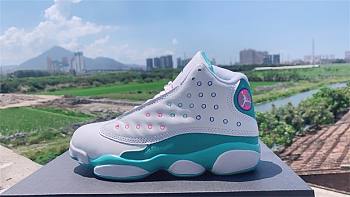 Nike Air Jordan 13 Retro White Soar Green Pink GS 439358-100