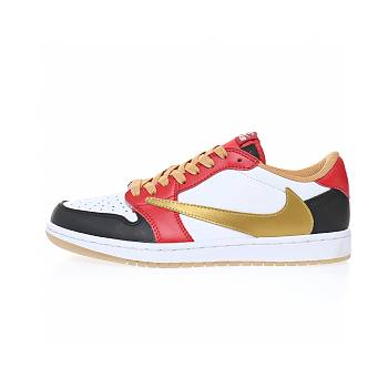 Travis Scott x Fragment x Nike Air Jordan 1 Low University Red Gold White Black DM7866-003