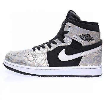 Air Jordan 1 High Zoom CMFT Metallic Silver Black Gold White DQ0659-800