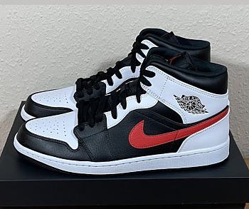 Air Jordan 1 Mid Black Chile Red White 554724-075