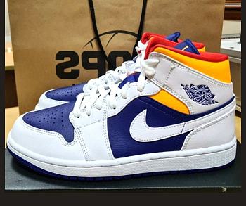Air Jordan 1 Mid Royal Blue Laser Orange 554724 131
