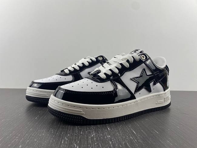 A Bathing Ape Bape Sta Patent Leather Black White 001FWI701002I - hishow.ru