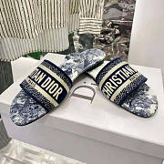 Dior Women Dway Slide Blue Cotton Embroidery - 4