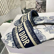 Dior Women Dway Slide Blue Cotton Embroidery - 5