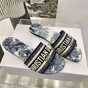 Dior Women Dway Slide Blue Cotton Embroidery - 6