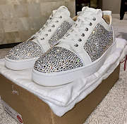 Christian Louboutin Louis Junior Strass Flat Latte Swarovski White - 3