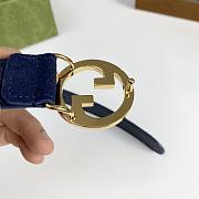 Gucci Blondie Belt Deep Blue Suede 690557 CA00G 4552 - 6