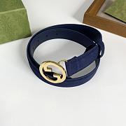 Gucci Blondie Belt Deep Blue Suede 690557 CA00G 4552 - 5