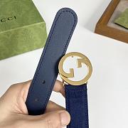 Gucci Blondie Belt Deep Blue Suede 690557 CA00G 4552 - 3