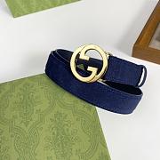 Gucci Blondie Belt Deep Blue Suede 690557 CA00G 4552 - 2