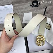 Gucci Leather Belt With Double G Buckle White 409417 AP00T 9022 - 6