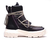 Rick Owens Leather Lace Up Hiking Boots Black Milk - 6