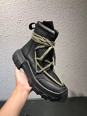 Rick Owens Leather Lace Up Hiking Boots Dirt Black - 3