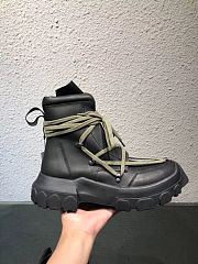 Rick Owens Leather Lace Up Hiking Boots Dirt Black - 2