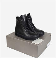 Rick Owens High Top Leather Sneakers Black In Black - 2