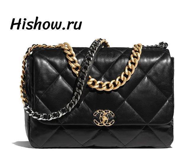 Chanel 19 Flap Bag Lambskin Large Black 19*12*3.5CM  - 1