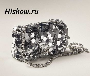 Chanel Rectangular Sequin Flap Bag Size 20x12x9cm