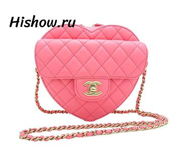 Chanel Heart Bag 22S Coral Pink 18*17*5CM