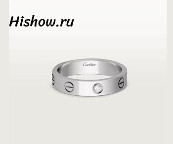 Cartier Ring Leve Wedding Band Platinum 1 Diamond 4 mm