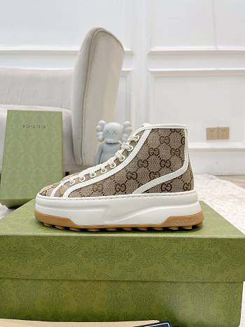 Gucci High Top Sneakers Beige and Ebony 746768 20Q20 9745