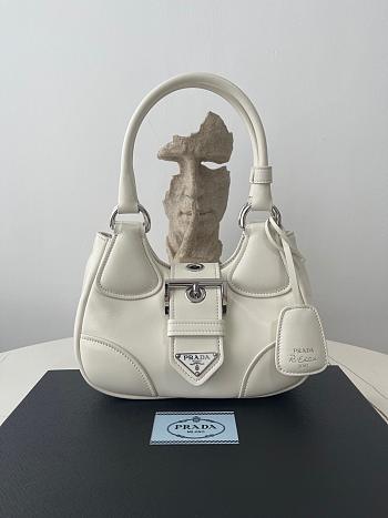 Prada Moon Re-Nylon Leather Bag White Size 23x13x9 cm