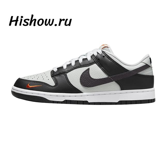 Nike Dunk Low Grey Black Orange Mini Swoosh FN7808-001 - 1