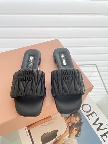 Miu Miu Matelassé Nappa Leather Slides Black