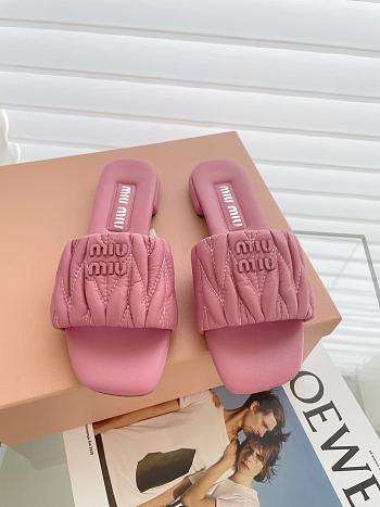 Miu Miu Matelassé Nappa Leather Slides Pink