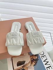 Miu Miu Matelassé Nappa Leather Slides White - 6