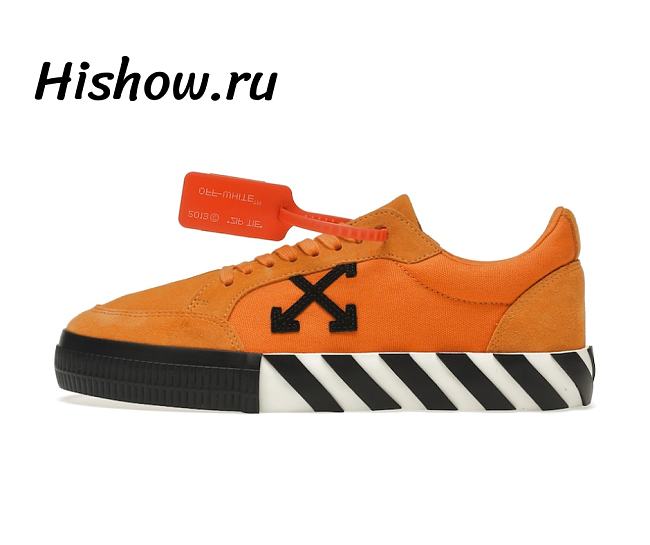 Off-White Vulcanized Leather Low Top Sneaker Orange  - 1