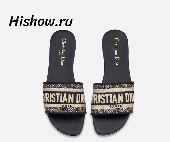 Dior Dway Slide Deep Blue Embroidered Cotton KCQ166ERC_S56B - 1