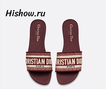 Dior Dway Slide Burgundy Embroidered Cotton KCQ166ERC_S16V