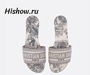 Dior Dway Slide Gray Toile de Jouy Embroidered Cotton KCQ209TJE_S21G - 1
