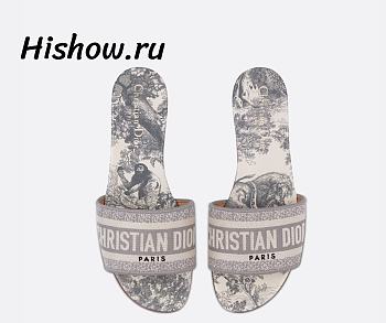 Dior Dway Slide Gray Toile de Jouy Embroidered Cotton KCQ209TJE_S21G