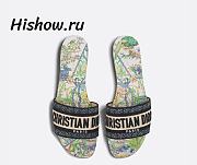 Dior Dway Slide White Multicolor Embroidered Cotton with Étoile de Voyage Motif - 1